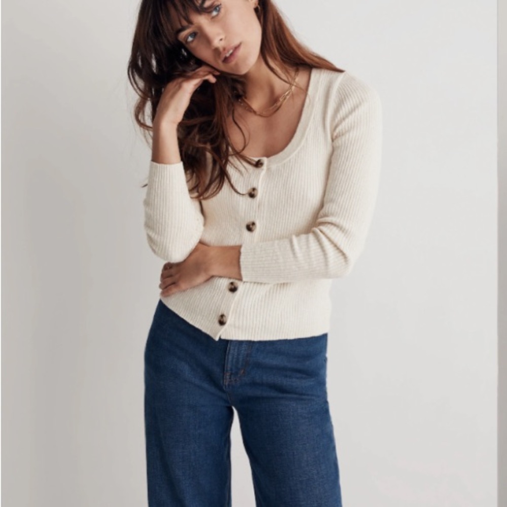 Madewell Cream Button-Up Cardigan